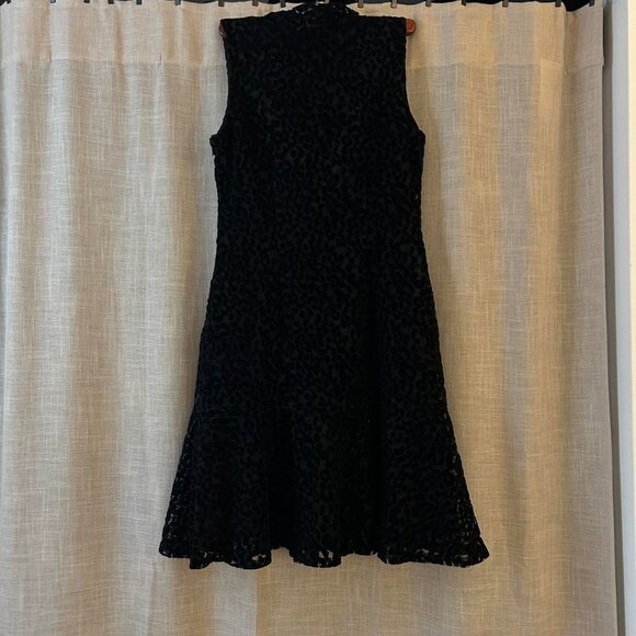 karl lagerfeld black sleeveless velvet lace dress w ribbon collar - Picture 3 of 4